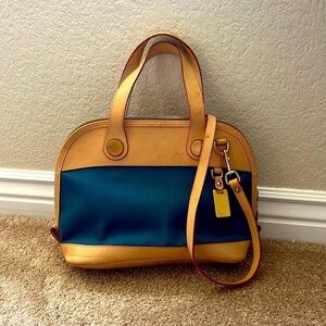DOONEY & BOURKE blue leather and canvas cabriolet dome bag